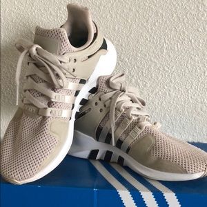 Beige and Army Green adidas EQT shoes